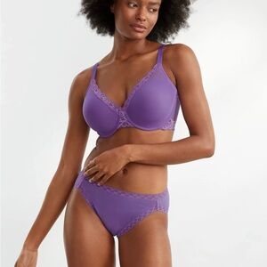 Natori Feathers 741299 Underwire Lace Mesh Bra 32D Blue Lavender NWOT